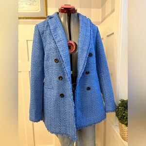 Ann Taylor Textured Blue Blazer Size 8
